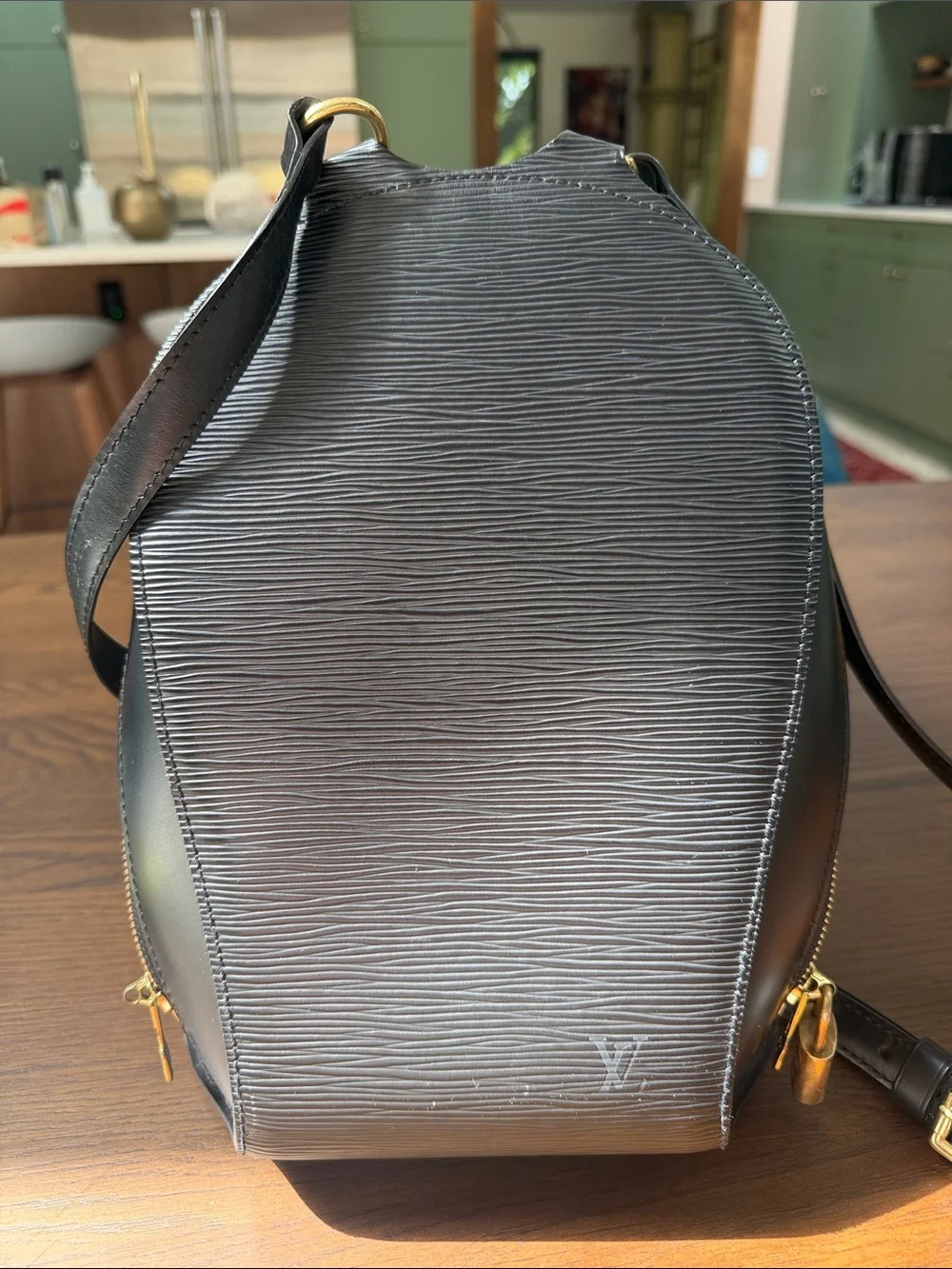 Vintage Louis Vuitton Black Epi Leather Backpack Mapillion with Gold Hardware